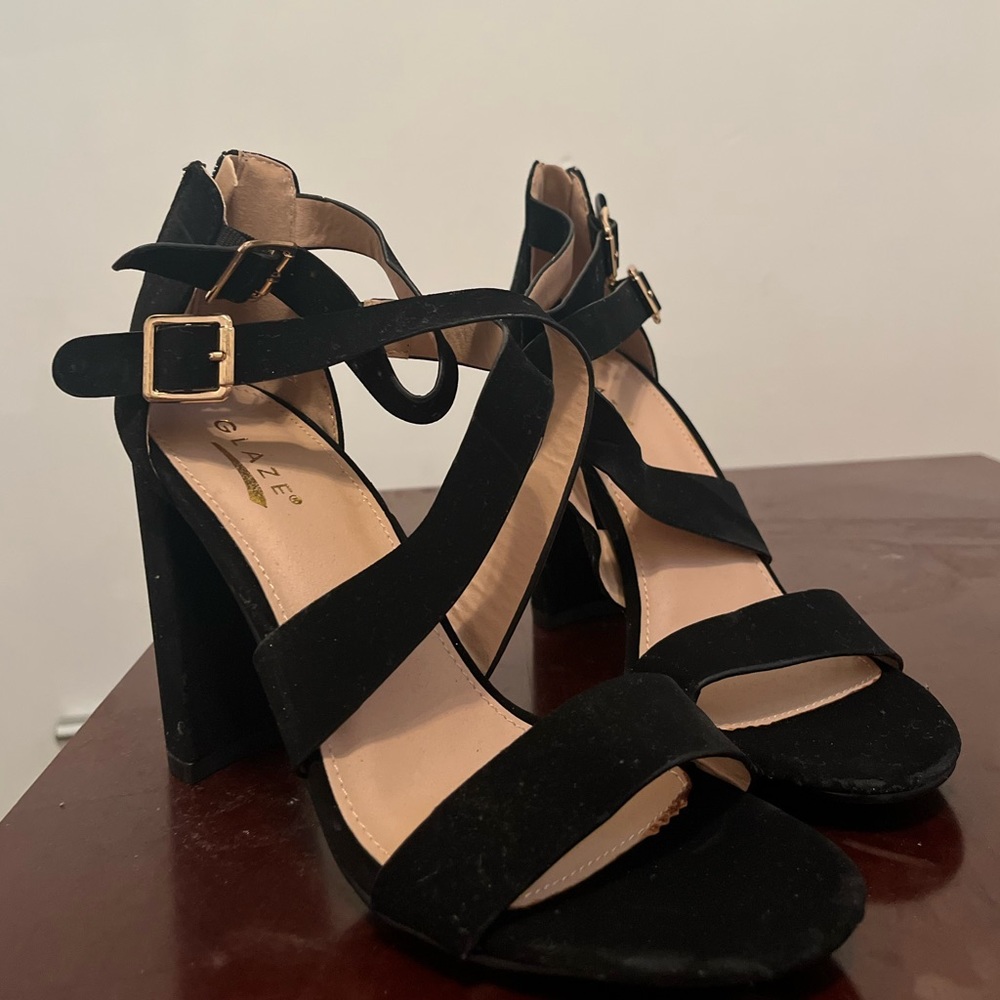 Black strappy heels